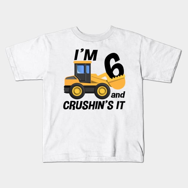 Kids Construction Truck 6th Birthday T Shirt Boy 6 Year Old Kids T-Shirt by joneK